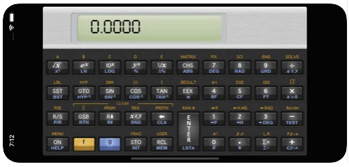 15C Pro Scientific Calculator view. Emulates the HP15C scientific calculator.